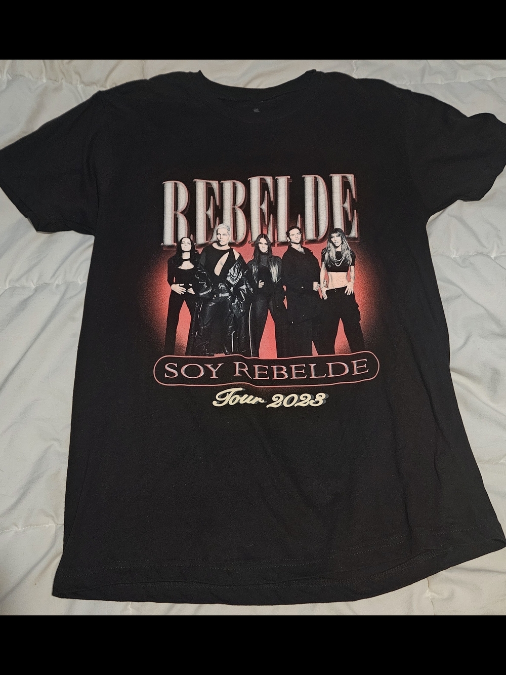 NWOT Soy Rebelde Black Graphic Tour T‑Shirt